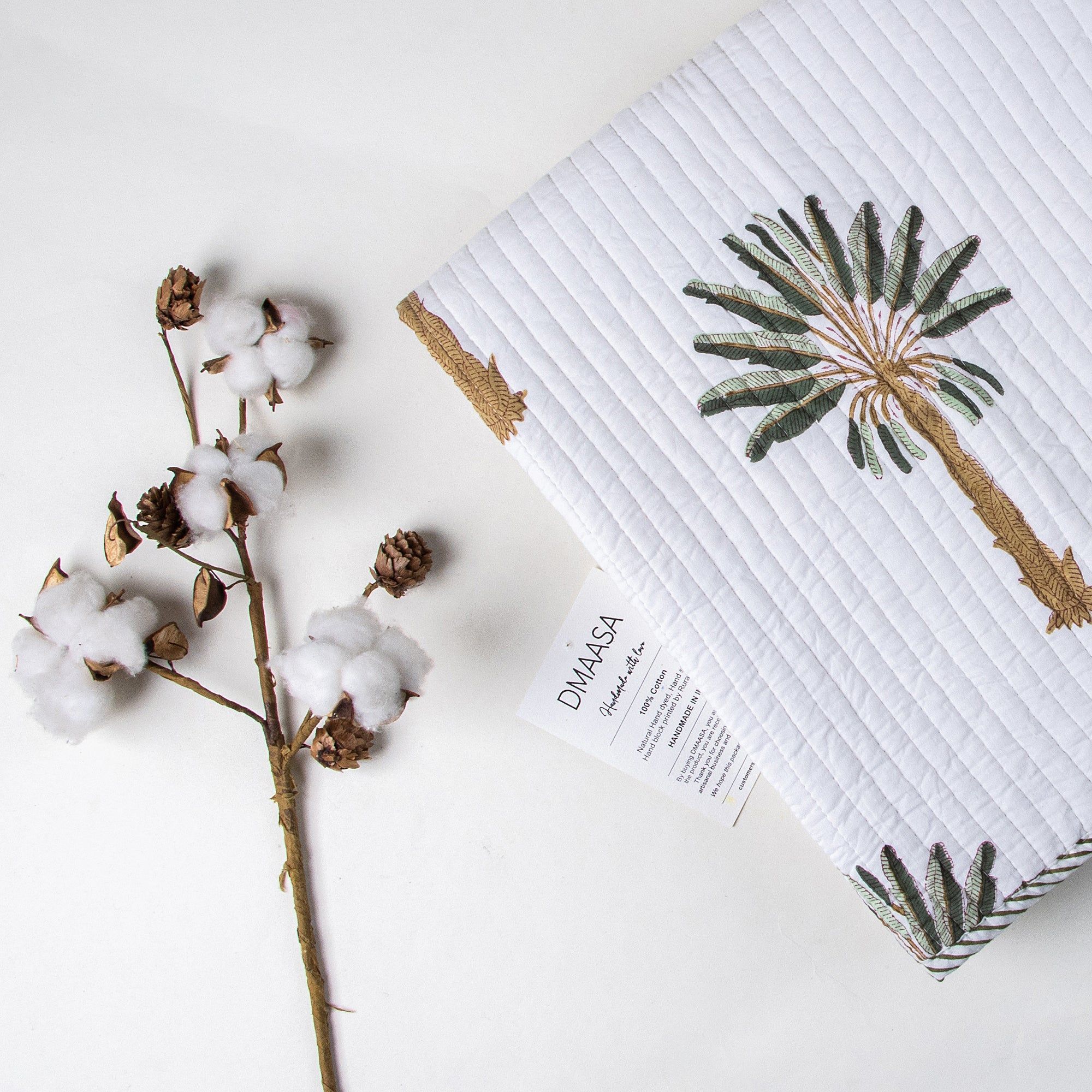 Green Palm Tree Hand Printed Soft Baby Blankets 136